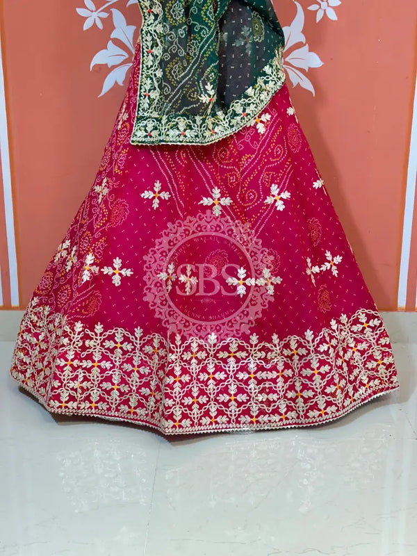 60GM GEORGETTE BHANDHANI GOTA PATTI LEHENGA