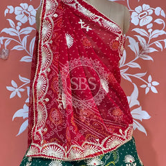 60GM GEORGETTE BHANDHANI GOTA PATTI LEHENGA