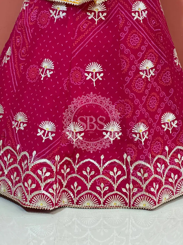 60GM GEORGETTE BHANDHANI GOTA PATTI LEHENGA