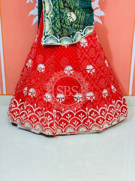60GM GEORGETTE BHANDHANI GOTA PATTI LEHENGA