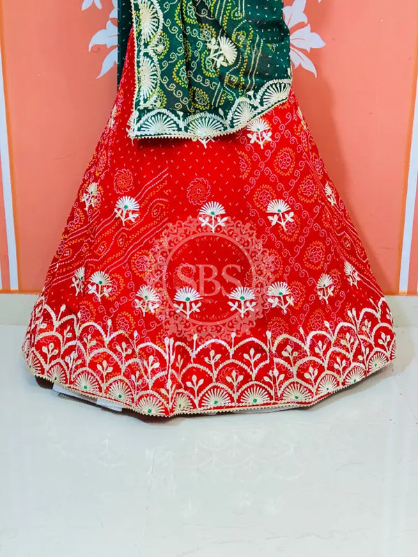 60GM GEORGETTE BHANDHANI GOTA PATTI LEHENGA