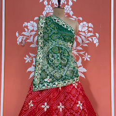60GM GEORGETTE BHANDHANI GOTA PATTI LEHENGA