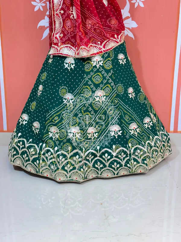 60GM GEORGETTE BHANDHANI GOTA PATTI LEHENGA