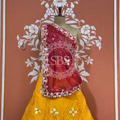 60GM GEORGETTE BHANDHANI GOTA PATTI LEHENGA