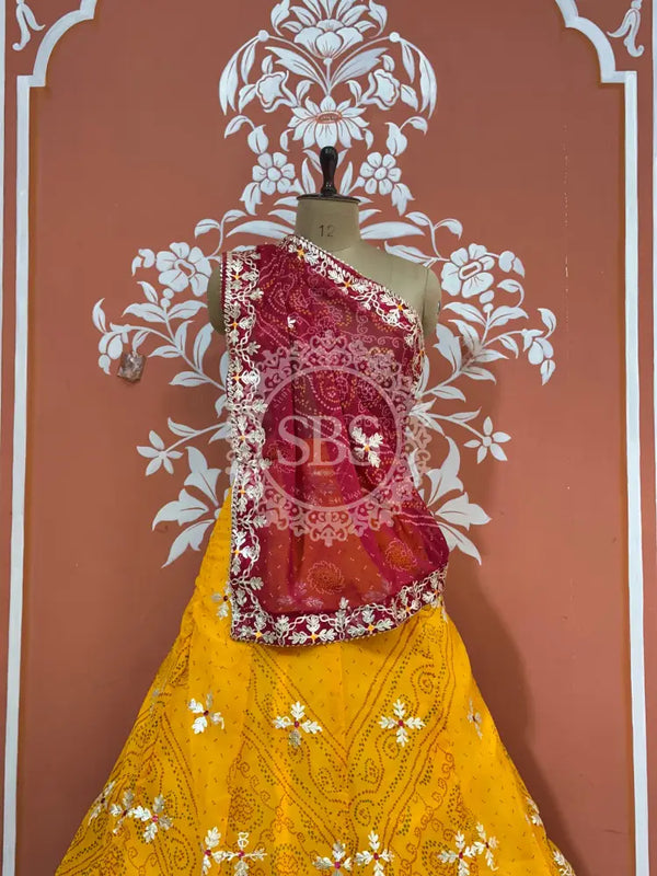 60GM GEORGETTE BHANDHANI GOTA PATTI LEHENGA