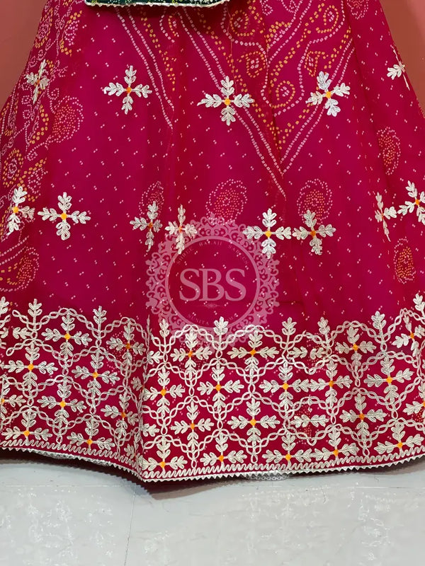 60GM GEORGETTE BHANDHANI GOTA PATTI LEHENGA