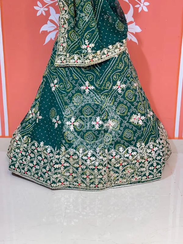 60GM GEORGETTE BHANDHANI GOTA PATTI LEHENGA