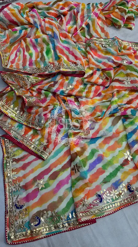 60GM GEORGETTE GOTA PATI SAREE Multi / Free Size