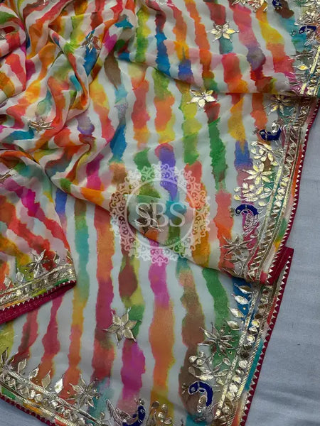 60GM GEORGETTE GOTA PATI SAREE Multi / Free Size