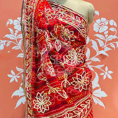 60GM GEORGETTE JAL&VINTAGE WORK WASHABLE SAREE Red / Free Size