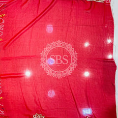 60GM GEORGETTE JAL&VINTAGE WORK WASHABLE SAREE Red / Free Size