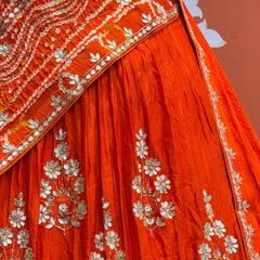 PURE GAZI SILK BHANDEJ LEHENGA