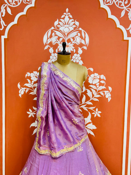 PURE COSMOS TISSUE HANDWORK GOTA PATTI LEHENGA