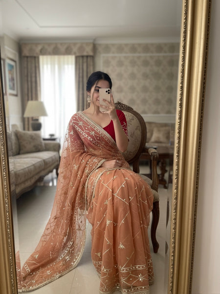 Gota Jal semi chiffon Saree