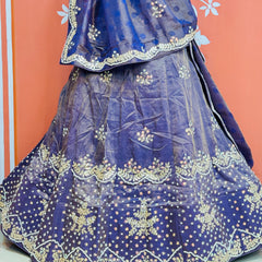 PURE COSMOS TISSUE HANDWORK GOTA PATTI LEHENGA