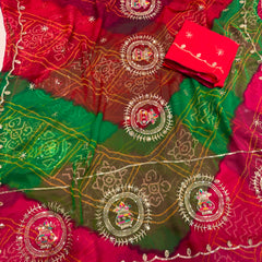 Multicolour Bandhej Saree