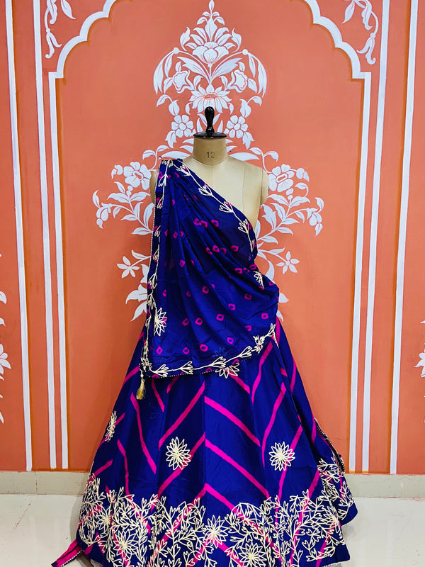 CHINON GOTA WORK LEHERIYA LEHENGA