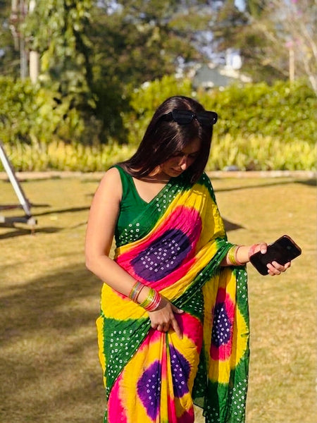 Semi Chiffon Bhandej Saree