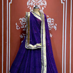 PINK PURPLE MOTHRA GOTA FULL FLARED LEHENGA