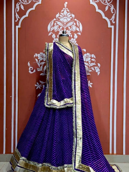 PINK PURPLE MOTHRA GOTA FULL FLARED LEHENGA