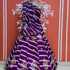 CHINON GOTA PATTI HANDWORK LEHERIYA LEHENGA