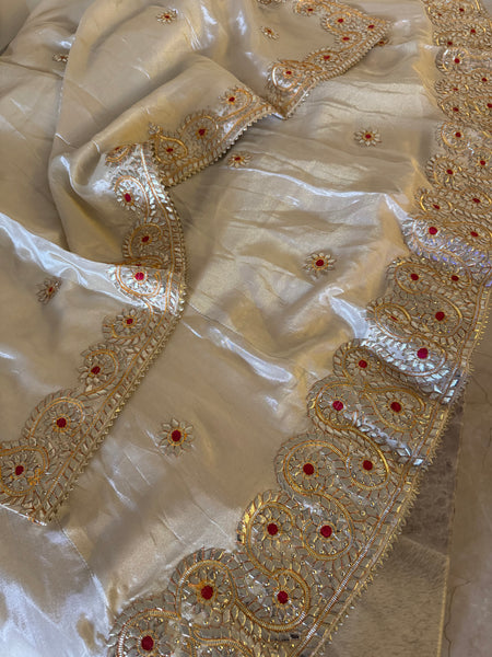 Pure tissue lehenga with kacchi Patti hand work .