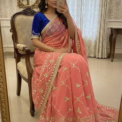 Gota Jal semi chiffon Saree