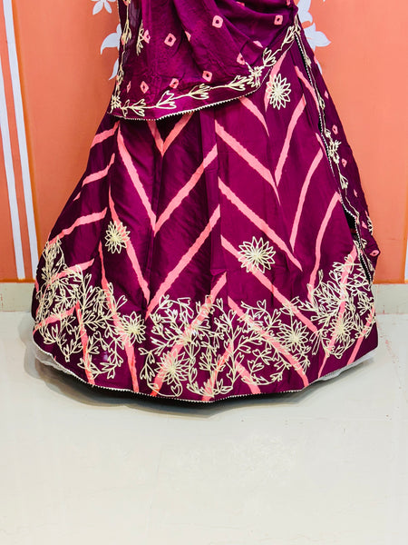 CHINON GOTA WORK LEHERIYA LEHENGA