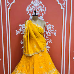 PURE COSMOS TISSUE HANDWORK GOTA PATTI LEHENGA