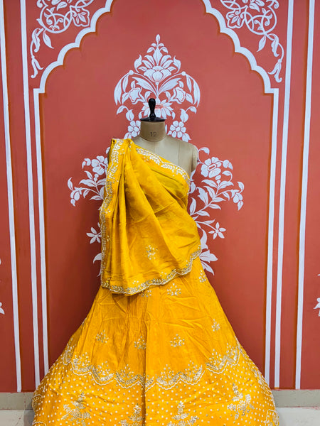 PURE COSMOS TISSUE HANDWORK GOTA PATTI LEHENGA