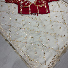 PURE CHIFFON GOLD BOOTA SAREE WITH AANGI BLOUSE