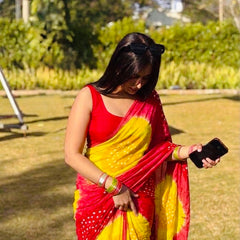 Semi Chiffon Bhandej Saree