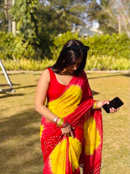 Semi Chiffon Bhandej Saree