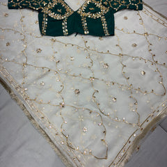 PURE CHIFFON GOLD BOOTA SAREE WITH AANGI BLOUSE