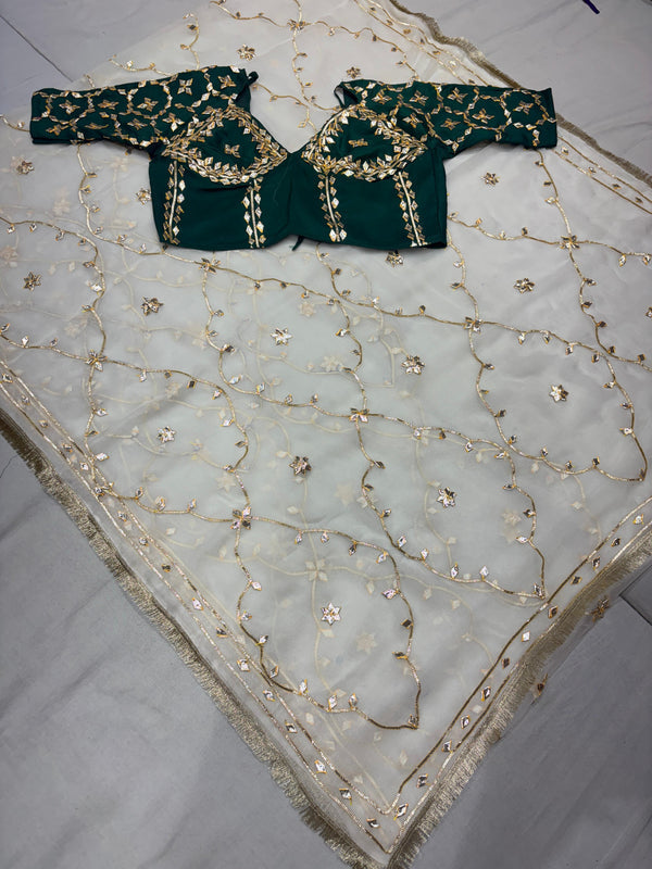 PURE CHIFFON GOLD BOOTA SAREE WITH AANGI BLOUSE