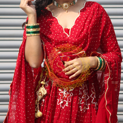 PURE JAIPURI GEORGETTE GOTA LEHENGA