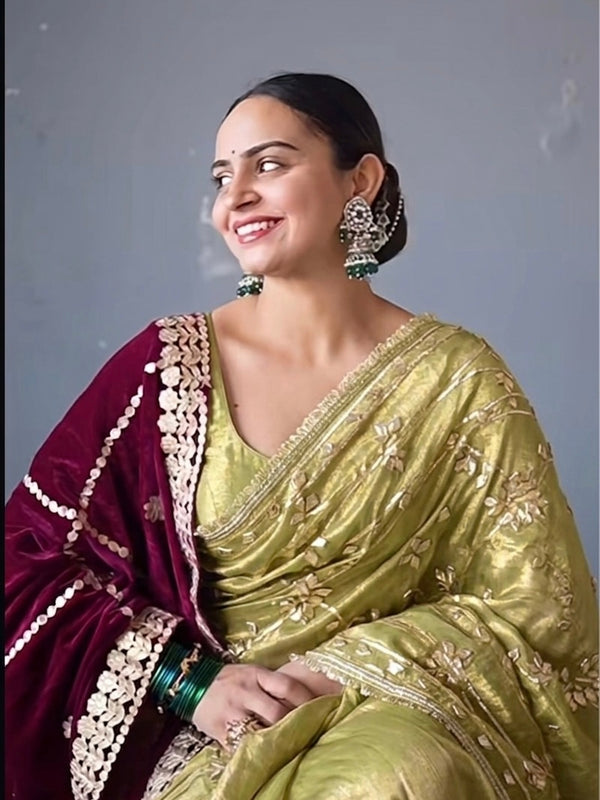 Pure Golden Tissue Gota Patti Saree