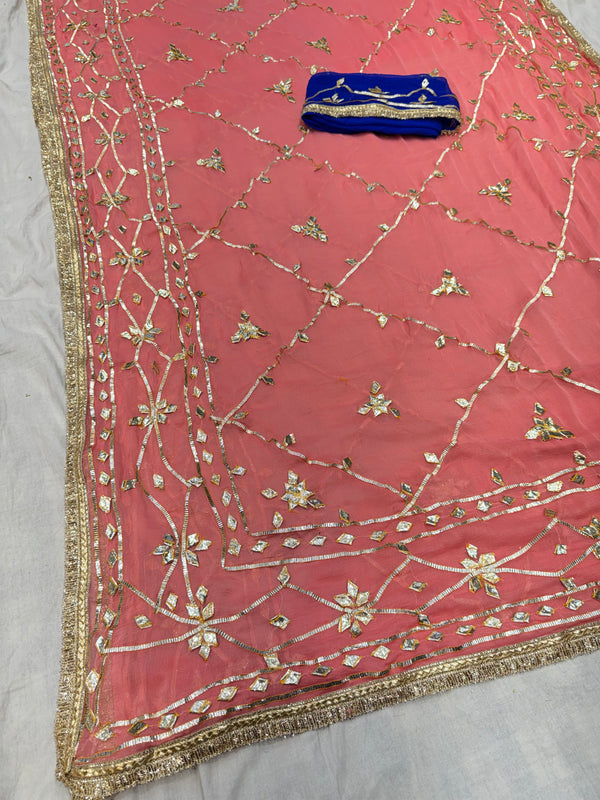 Gota Jal semi chiffon Saree