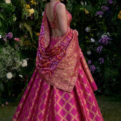 TAFETA SILK 24 KALI GHATCHOLA LEHENGA