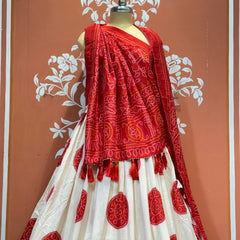TUSSAR SILK GUJRATI BOOTA LEHENGA