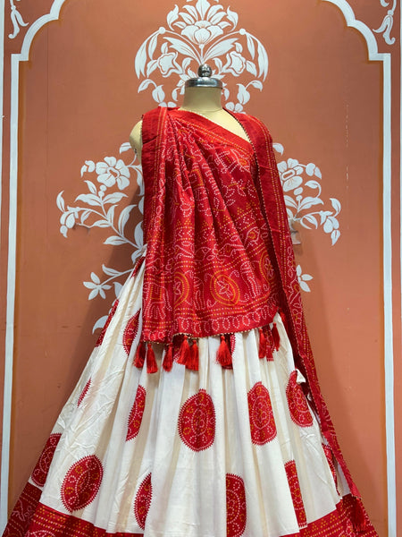 TUSSAR SILK GUJRATI BOOTA LEHENGA