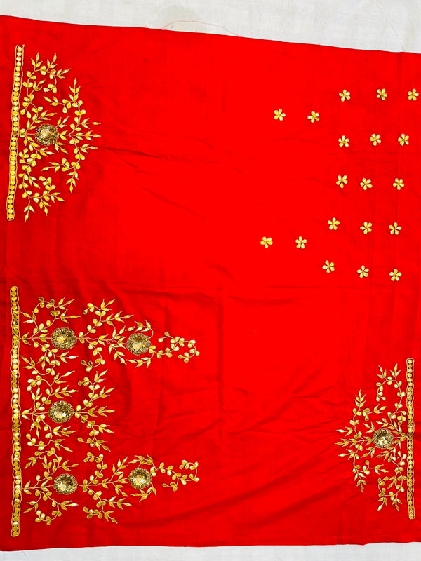 UNSTITCHED SILK GOTA PATTI HANDWORK BLOUSE