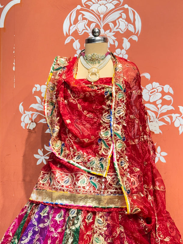 Bandhej Multi Rajwadi Lehenga