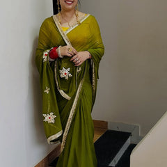 Semi Chiffon Gota Saree