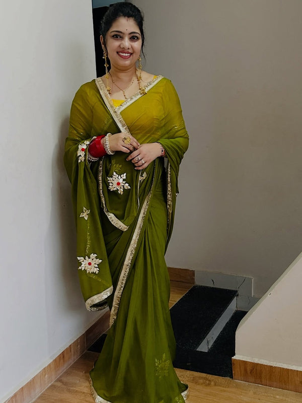 Semi Chiffon Gota Saree