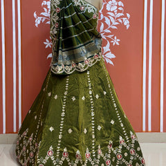 PURE COSMOS TISSUE HANDWORK GOTA PATTI LEHENGA