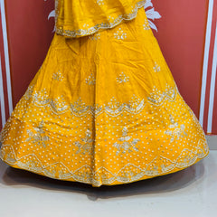 PURE COSMOS TISSUE HANDWORK GOTA PATTI LEHENGA