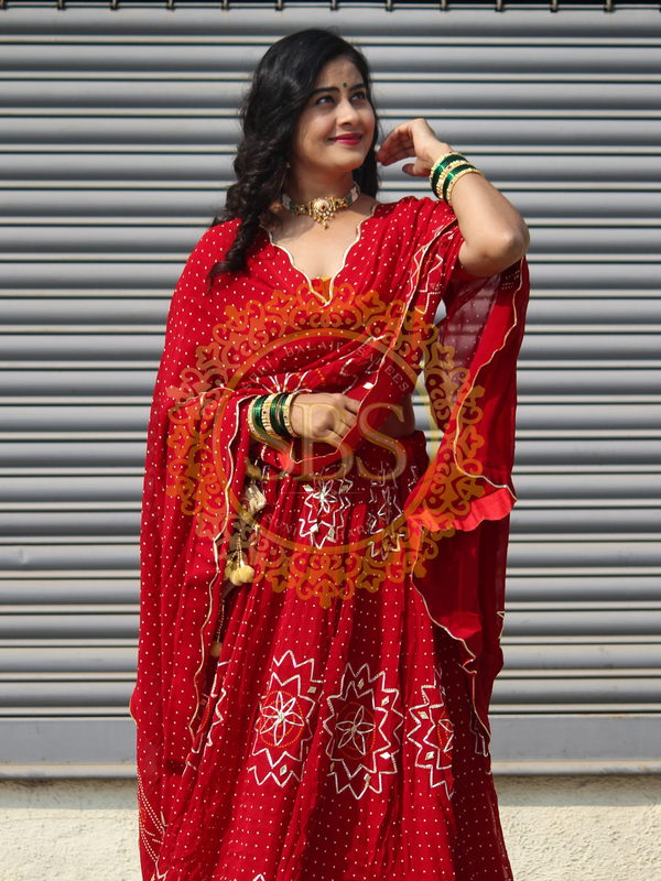 PURE JAIPURI GEORGETTE GOTA LEHENGA