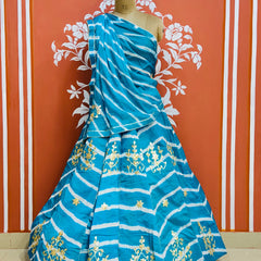 CHINON GOTA PATTI HANDWORK LEHERIYA LEHENGA