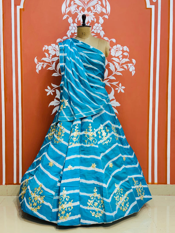 CHINON GOTA PATTI HANDWORK LEHERIYA LEHENGA